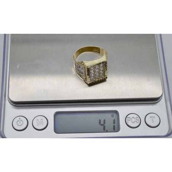 Real Solid 10K Yellow Gold 18mm Micro Pave Charm Round CZ Ring 4.1gr ALL Sizes - Picture 6 of 7